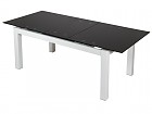 Mesa extensible para comedor de metal y cristal 