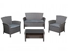 Conjunto 4 piezas de fibra sintética jardín gris y marrón