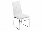 Conjunto mesa de vidrio y sillas blancas de polipiel