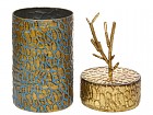 Caja con tapa rama añil y oro 18x18x55 cm