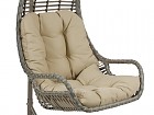 Sillón balancín colgante marrón y beige