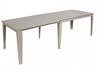 Mesa alargable grande de acero y cristal beige