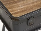 Consola de metal y madera con forma de maleta