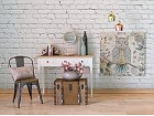 Consola blanca y madera Shabby Chic 3 cajones