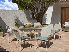 Conjunto mesa y 6 sillas jardín ratán y aluminio