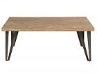Mesa centro maciza de madera con patas de hierro