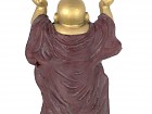 Estatua Buda feliz dorado con túnica granate