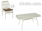 Conjunto mesa y 6 sillas aluminio y ratán sintético
