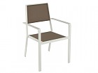 Mesa y 4 sillas para terraza en marrón y blanco