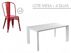 Conjunto mesa DM y 4 sillas Tolix rojas