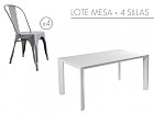 Conjunto mesa DM y 4 sillas Tolix grises 