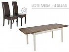 Conjunto mesa extensible y 4 sillas de polipiel