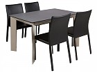 Mesa comedor extensible de piedra con 4 sillas negras