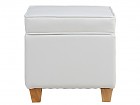 Puff baúl blanco nórdico y patas madera