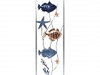 Adorno pared metálico en vertical peces azul y dorado
