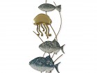 Adorno pared vertical de peces y medusa en metal
