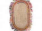 Alfombra ovalada yute y algodón de colores 120cm