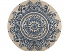 Alfombra redonda étnica mandala azul de algodón 90 cm