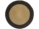 Alfombra de ratán sintético circular franja negro