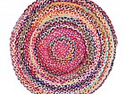 Alfombra redonda trenzada multicolor en algodón y yute