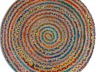 Alfombra yute redonda trenzado espiral multicolor 120cm