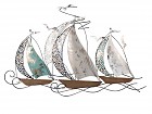 Aplique metálico de barcos decorativos con gaviotas