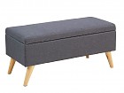 Banqueta baúl gris nórdico y patas de madera