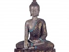 Figura decorativa de Buda meditando en resina brillo dorado