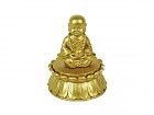 Caja Buda de resina dorado sentado sobre tapa