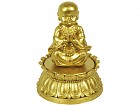 Caja de Buda dorado de resina sentado en tapa