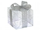 Caja con luces blanco y plata 15x15x18 cm