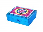 Caja decorativa azul con pedrería