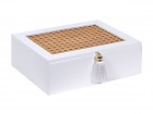 Caja madera blanca de té o infusiones con compartimentos 