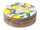 Caja madera decorada con tapa limones redonda