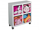 Mueble cajonera infantil 4 cajones animalitos