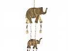 Colgante móvil de 2 elefantes en metal dorado