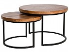 Conjunto mesa centro madera de mango y estructura de metal