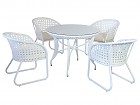 Conjunto mesa y 4 sillas jardín de rattán sintético
