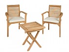 Conjunto mesa y 2 sillas de madera para terraza