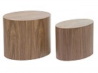 Conjunto 2 mesas auxiliares ovaladas color nogal