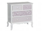 Consola blanca 4 cajones con estampados púrpura