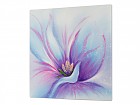 Cuadro óleo flor azul y púrpura 80X80 cm