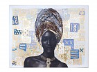 Cuadro mujer africana dibujos étnicos dorados