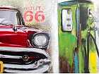 Cuadro vintage coche motel y gasolinera ruta 66