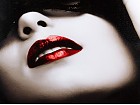 Cuadro chica labios rojos impresión digital