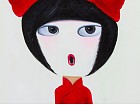 Cuadro infantil niña oriental óleo sobre lienzo