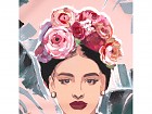 Cuadro moderno floral de mujer mexicana Frida Kahlo 