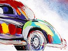 Cuadro rectangular coche antiguo multicolor