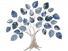 Decoración de metal para pared árbol hojas azules