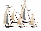 Decoración metálica pared barcos veleros con banderas
